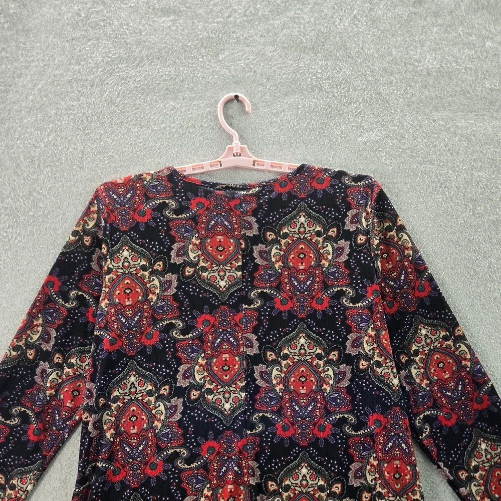 Dana Buchman‎ Women Blouse XL Black Paisley Scoop Neck Pullover Tunic